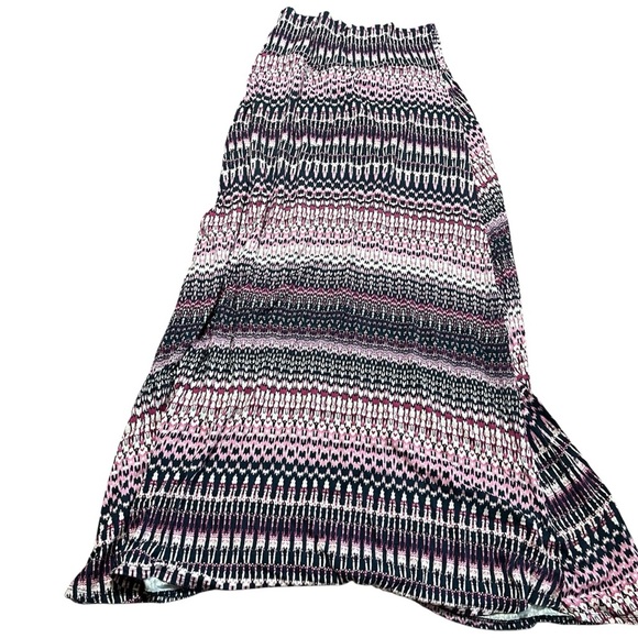 Loveappella Pink Black patterned Maxi Skirt Size XL hippie boho festival ecectic - Picture 1 of 5